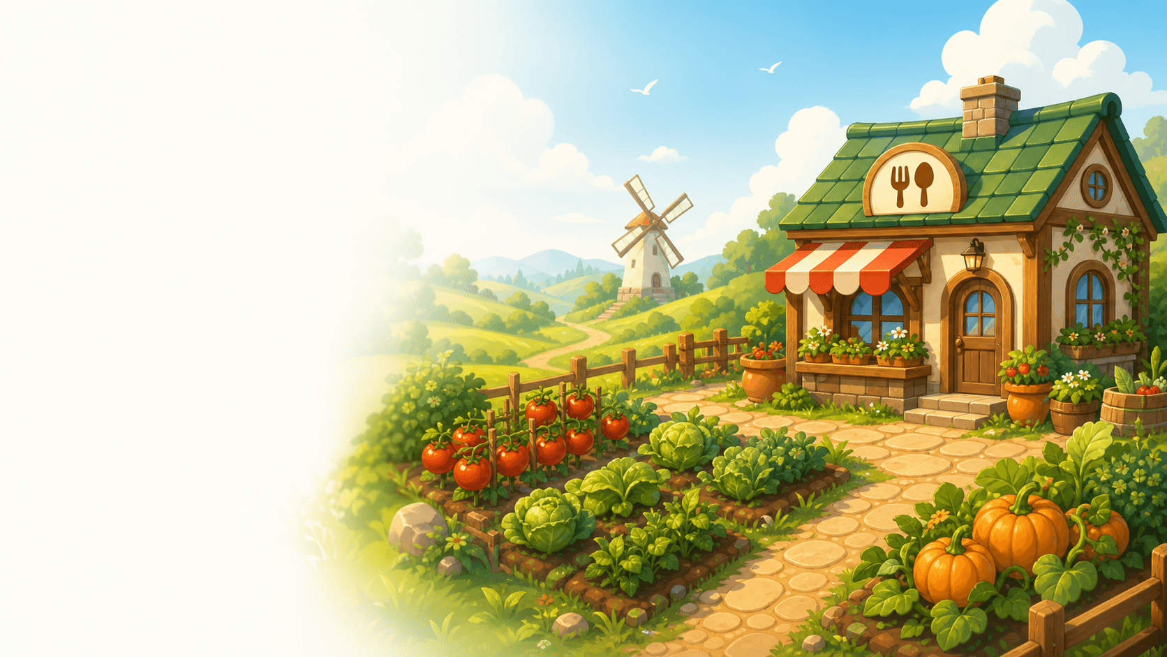 Original farm restaurant illustration for Farm to Table Wiki