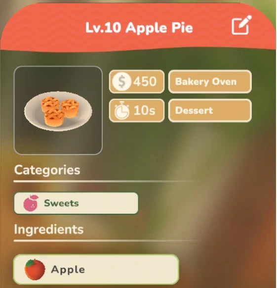 Apple Pie game recipe screenshot