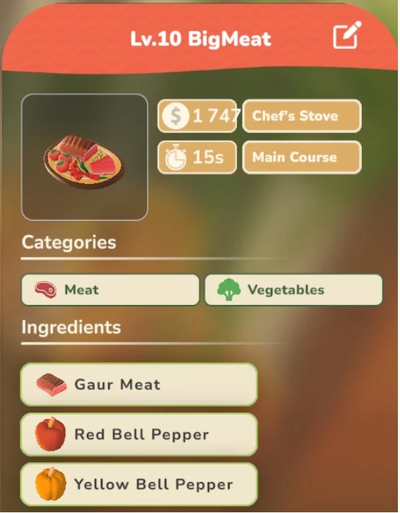 BigMeat game recipe screenshot