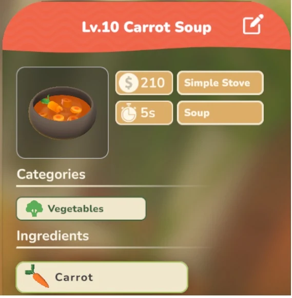 Carrot Soup game recipe screenshot