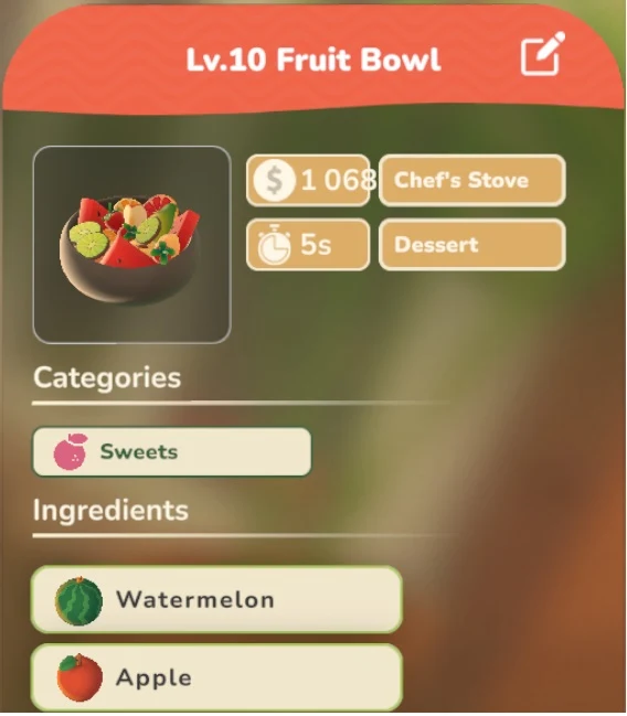 Fruit Bowl game recipe screenshot