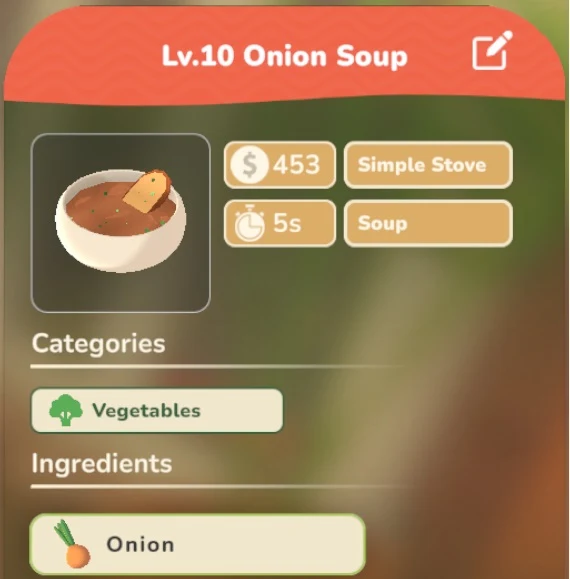 Onion Soup game recipe screenshot