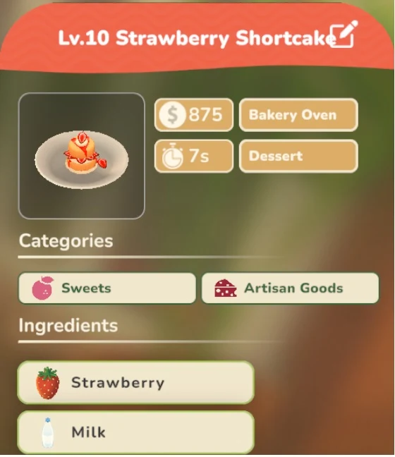 Strawberry Shortcake game recipe screenshot